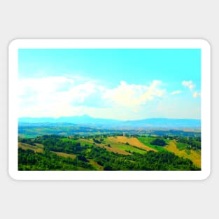 View from Loro Piceno at the hills of nearby lands Sticker